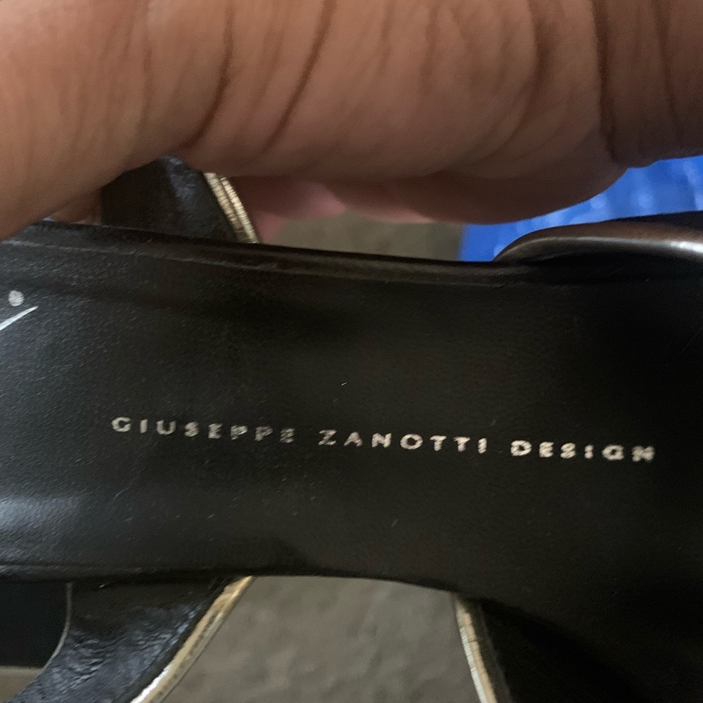 Giuseppe Zanotti Black/gold/suede leather trim platform wedge 37 - Picture 6 of 10
